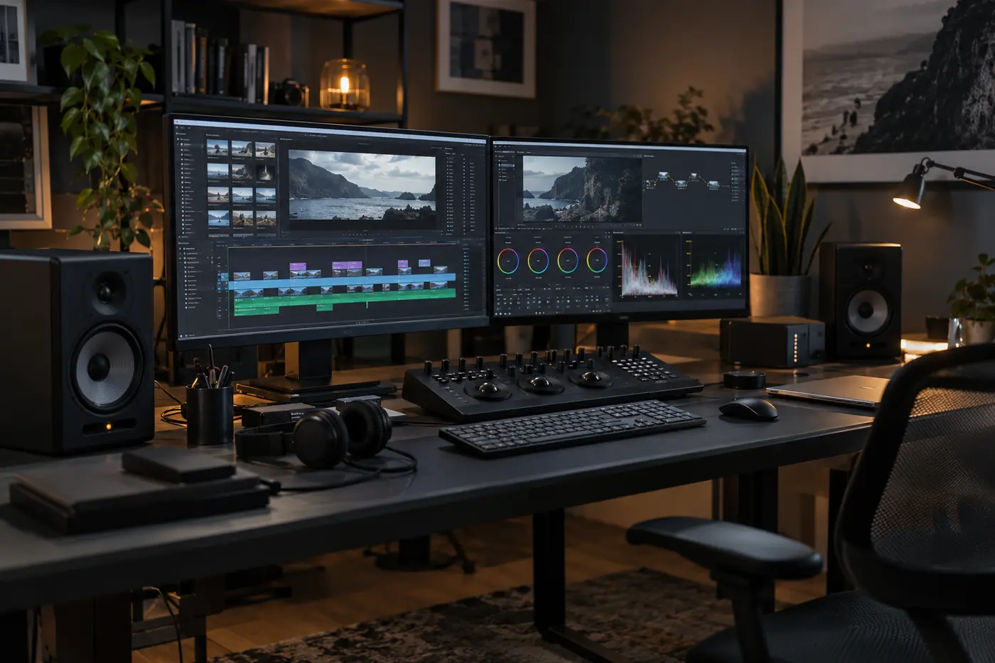 Professional video editing and color correction suite